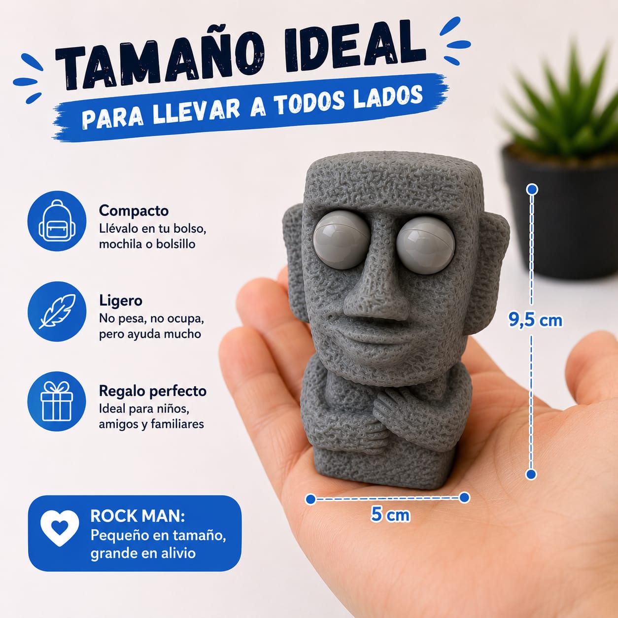 Juguete Antiestrés Squishy “Rock Man” – Relajante Divertido con Sorpresa Oculta | Ideal para Niños y Adultos