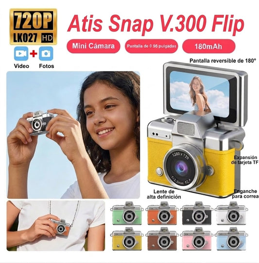Mini Cámara Retro HD 720P con Pantalla Giratoria y Diseño Vintage