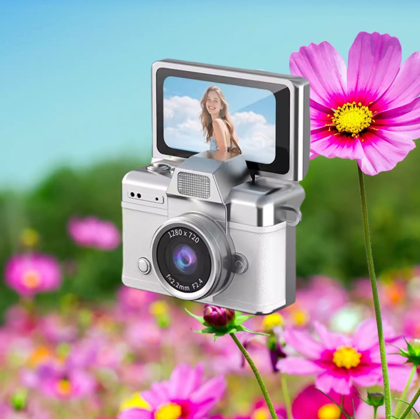 Mini Cámara Retro HD 720P con Pantalla Giratoria y Diseño Vintage