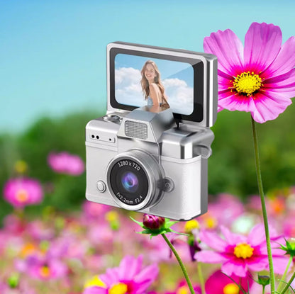 Mini Cámara Retro HD 720P con Pantalla Giratoria y Diseño Vintage