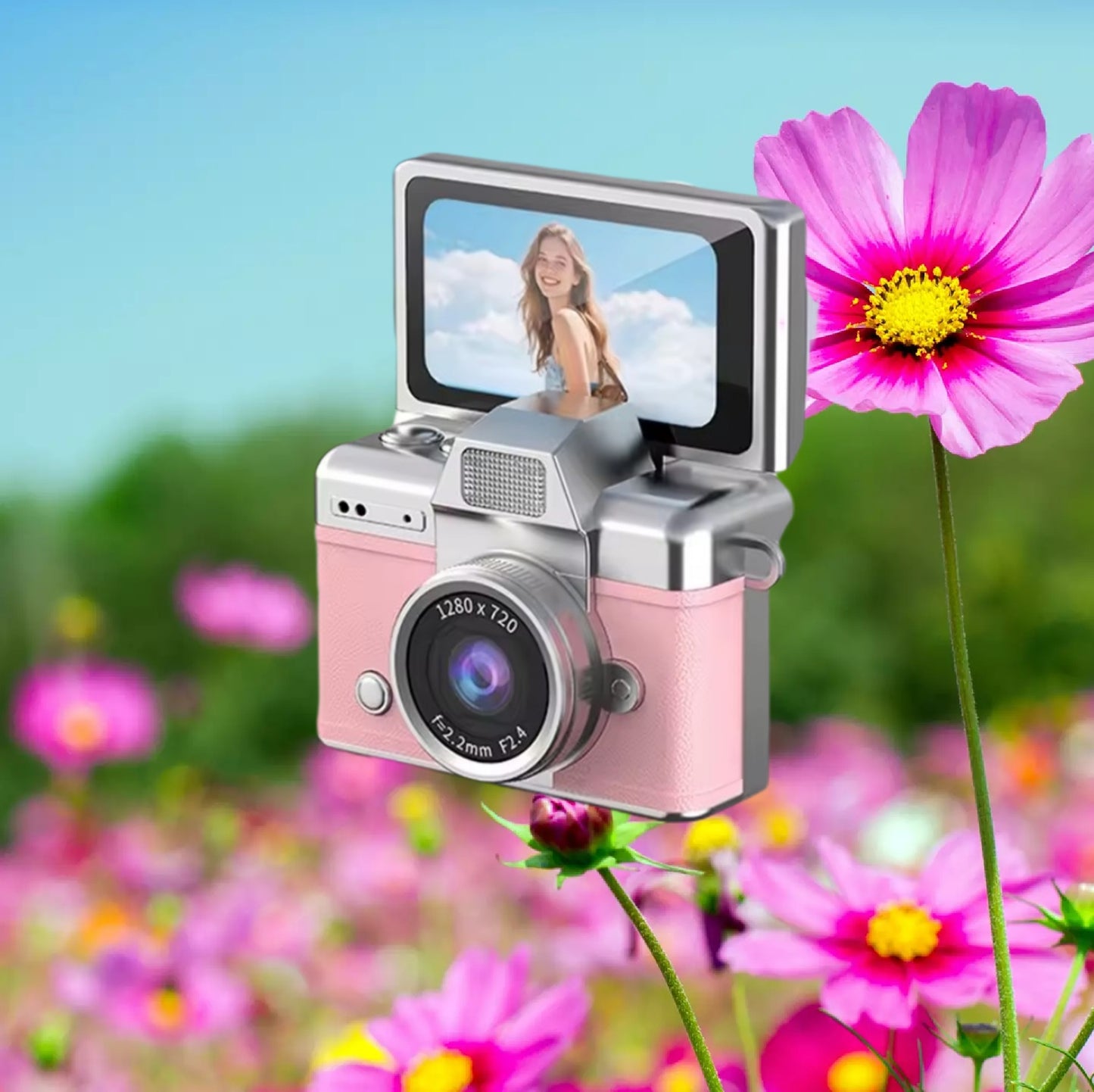 Mini Cámara Retro HD 720P con Pantalla Giratoria y Diseño Vintage