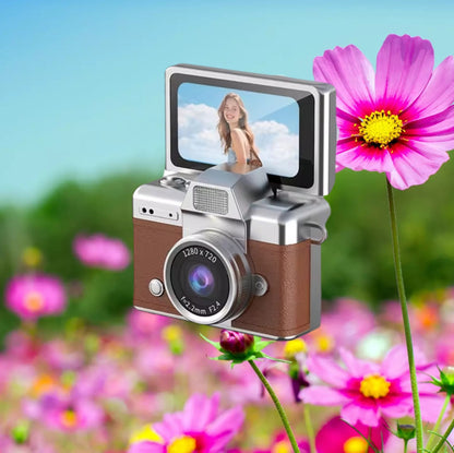 Mini Cámara Retro HD 720P con Pantalla Giratoria y Diseño Vintage