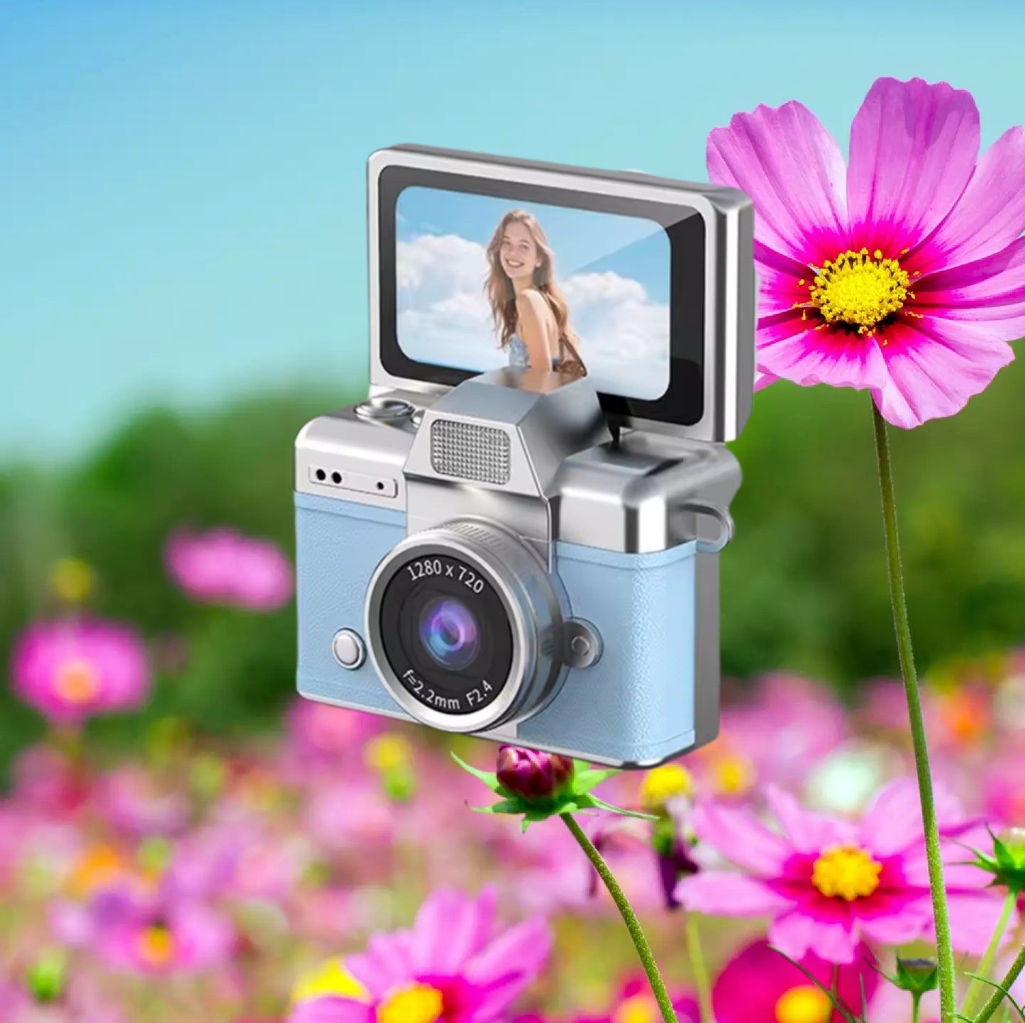 Mini Cámara Retro HD 720P con Pantalla Giratoria y Diseño Vintage