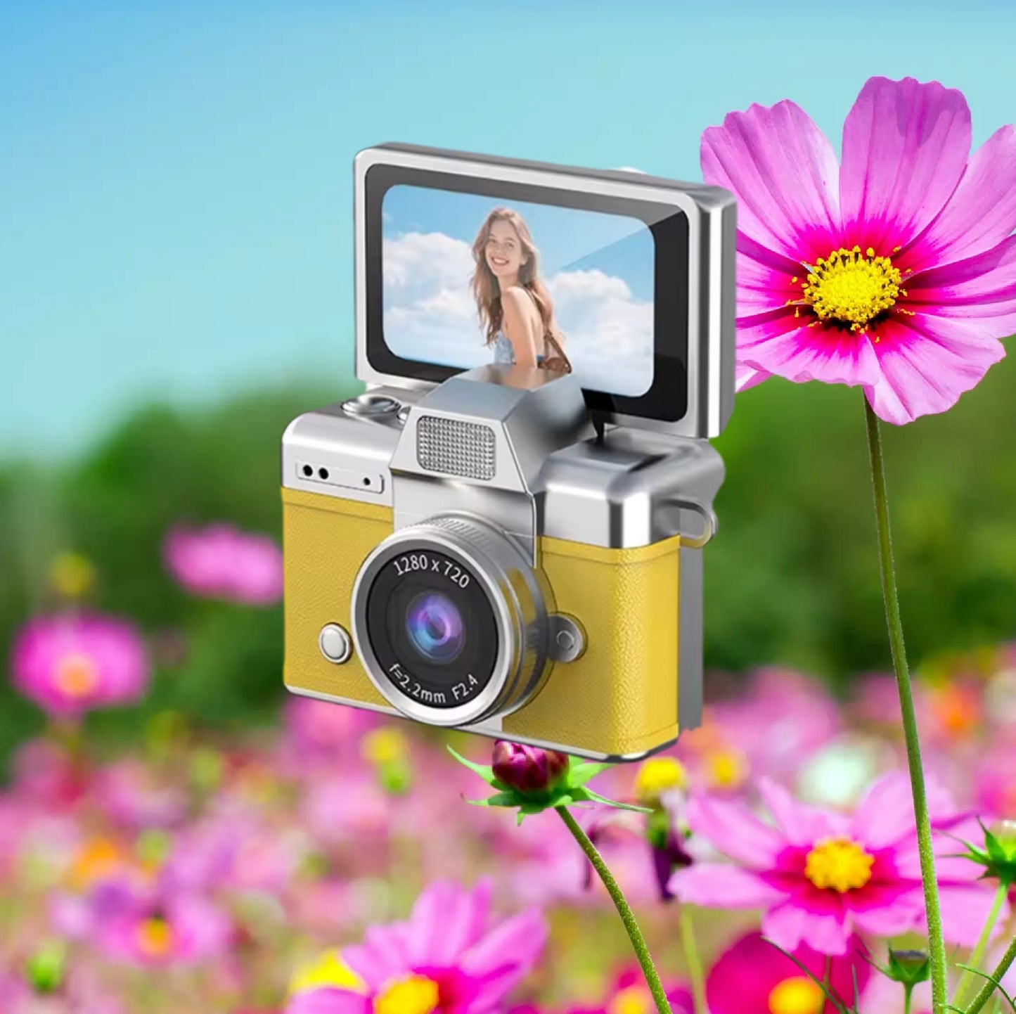 Mini Cámara Retro HD 720P con Pantalla Giratoria y Diseño Vintage