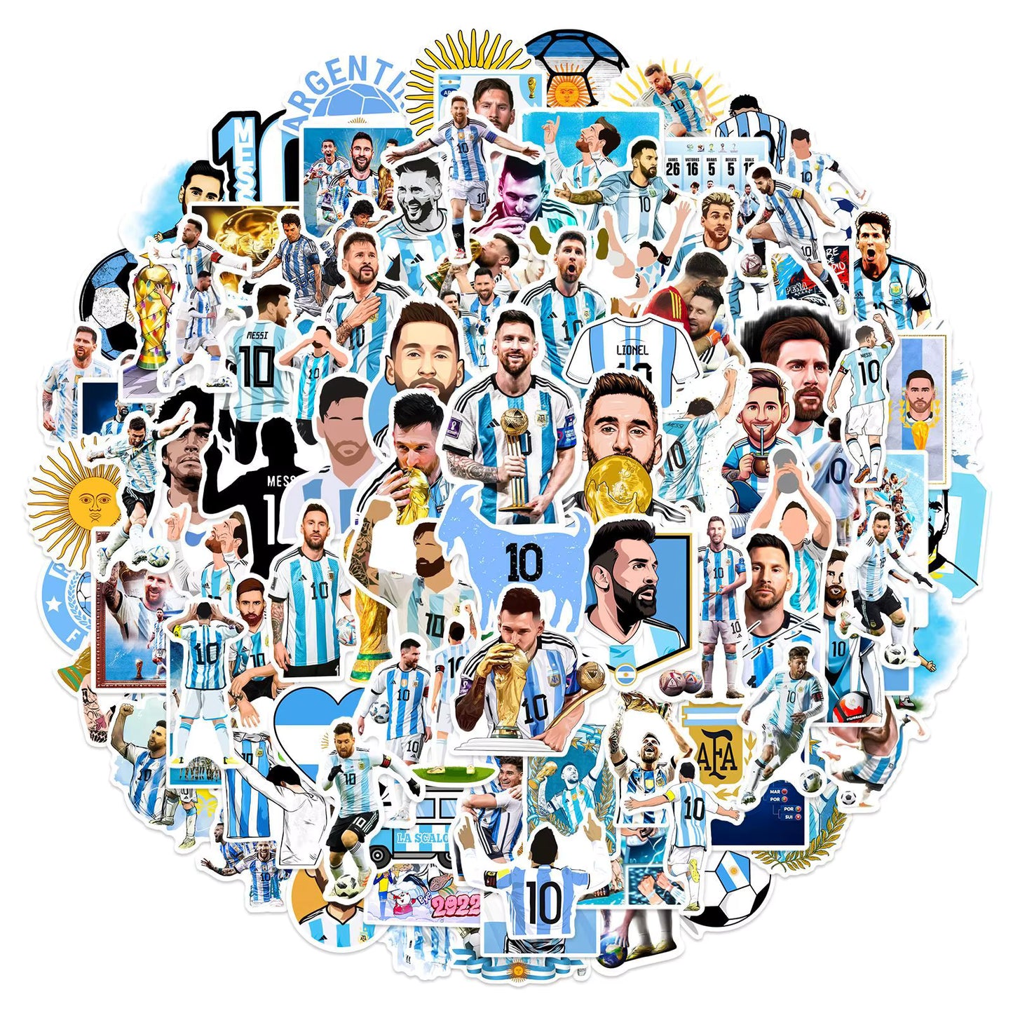 100 Pegatinas de Messi: ¡Lleva la Magia del 10 a Todas Partes! ⚽🐐