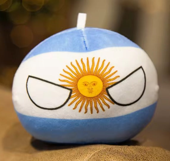 Countryball Argentina 10 cm – Peluche Bola de Campo con Colgante | Muñeco Divertido de Colección | Regalo para Niños