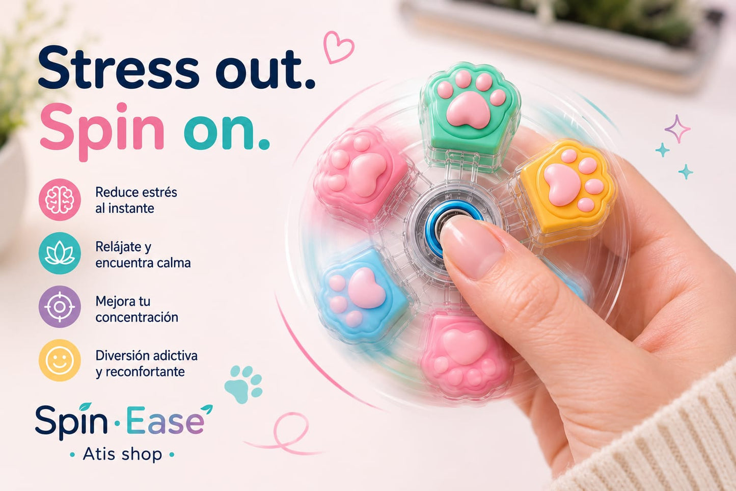 Spin Ease con diseño Kawaii